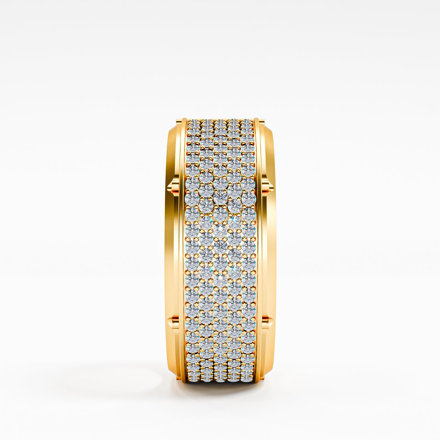 14K Solid Gold Men's Full Pavé Diamond Ring | Iced Out Wide Band Ring | Luxury Men's Statement Ring | Multi-Row Diamond Men's Ring | Bold Gift for Him | Fine Men's Jewelry