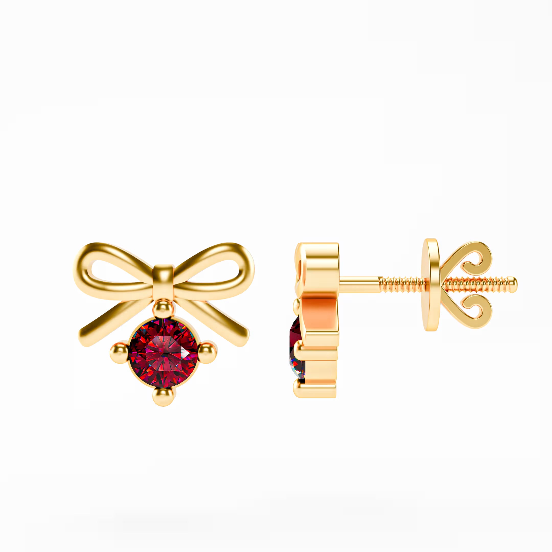 The Little Bow - Ruby Bow Stud Earrings