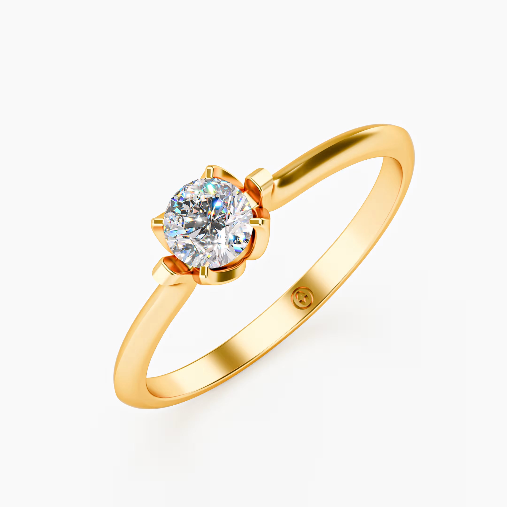 The Tulip - 6 Prong Floral Diamond Solitaire