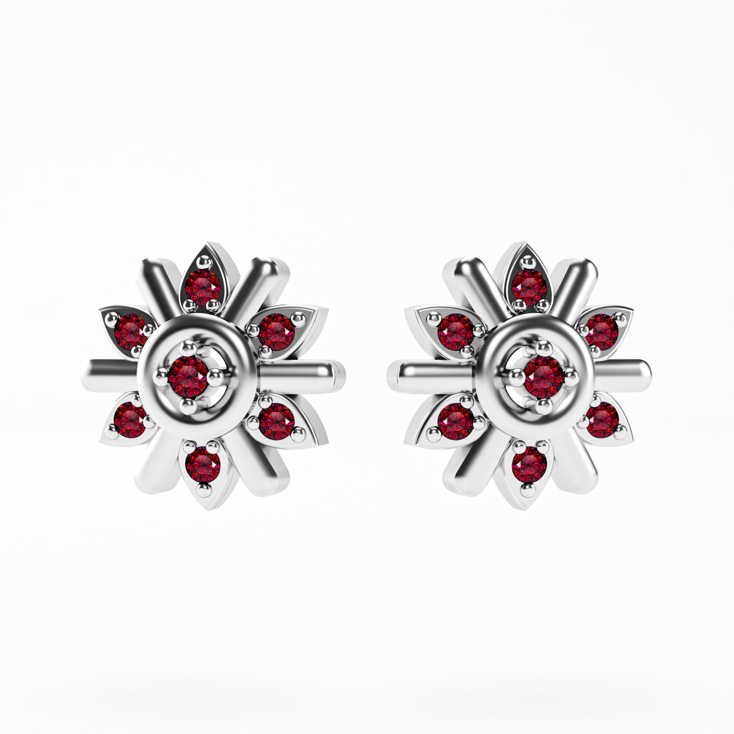 The Compass Star - Ruby Sunburst Stud Earrings by Gehnok