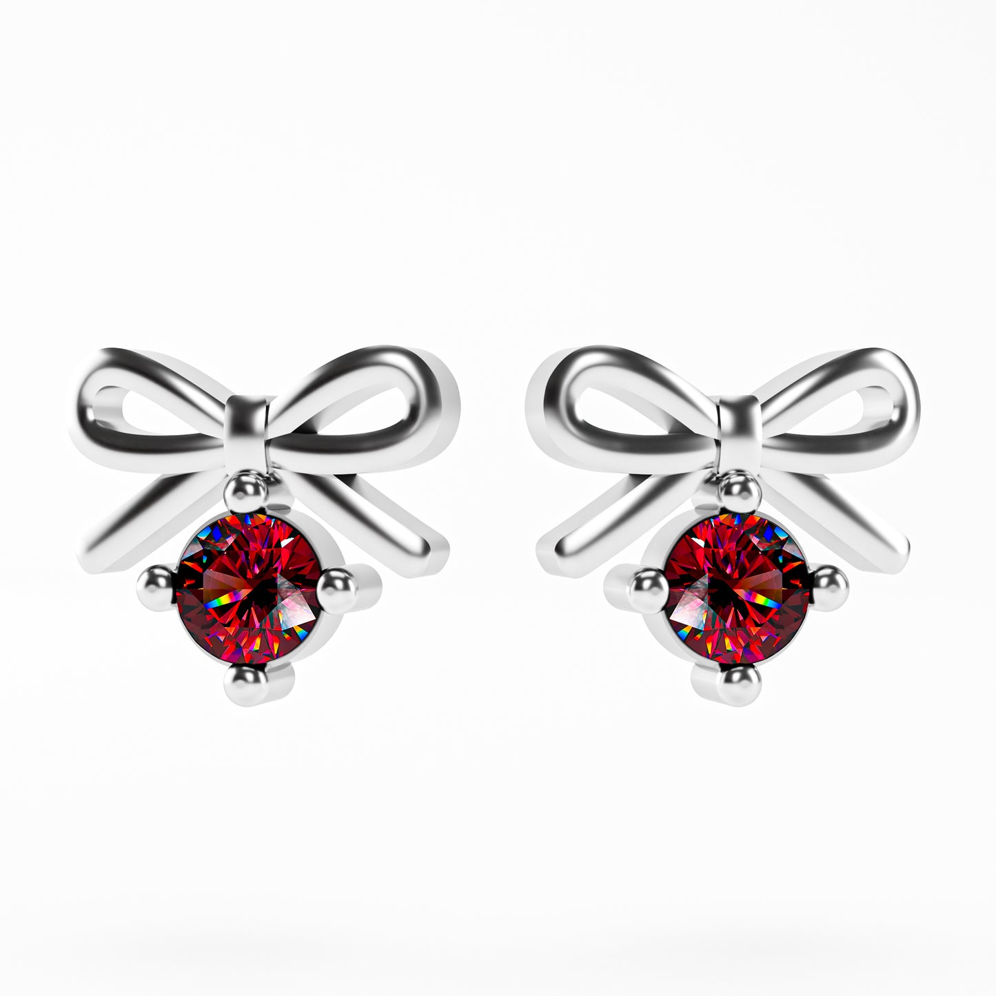 The Little Bow - Ruby Bow Stud Earrings by Gehnok