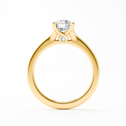 14K Solid Gold Classic Solitaire Diamond Engagement Ring | Round Brilliant Diamond | Cathedral 4-Prong Setting | Timeless Proposal Ring for Her | Fine Jewelry Gift