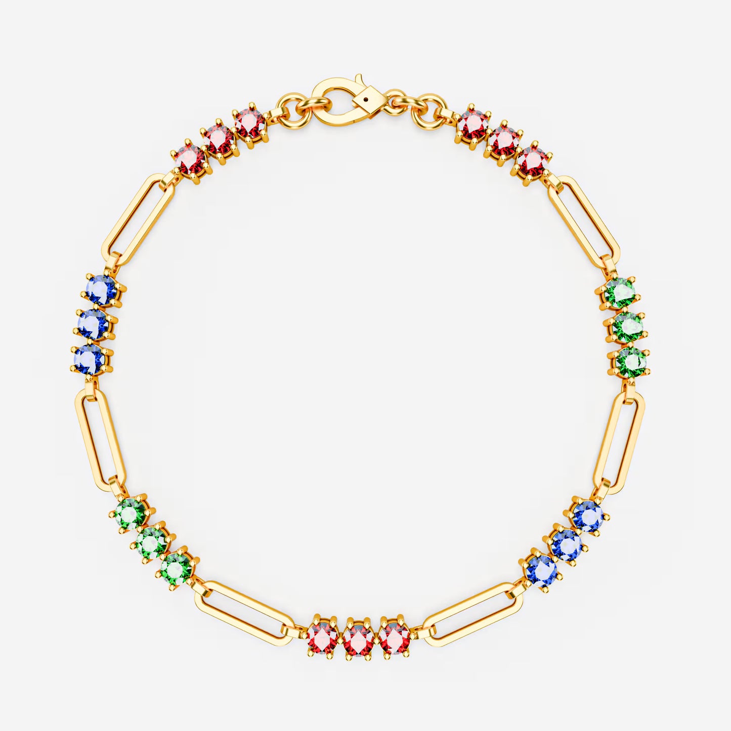 The Prism - Women's Rainbow Multi-Color Gemstone Paperclip Chain Bracelet