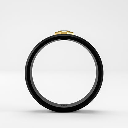 The Onyx Hex - Black Diamond Octagon Bezel Ring