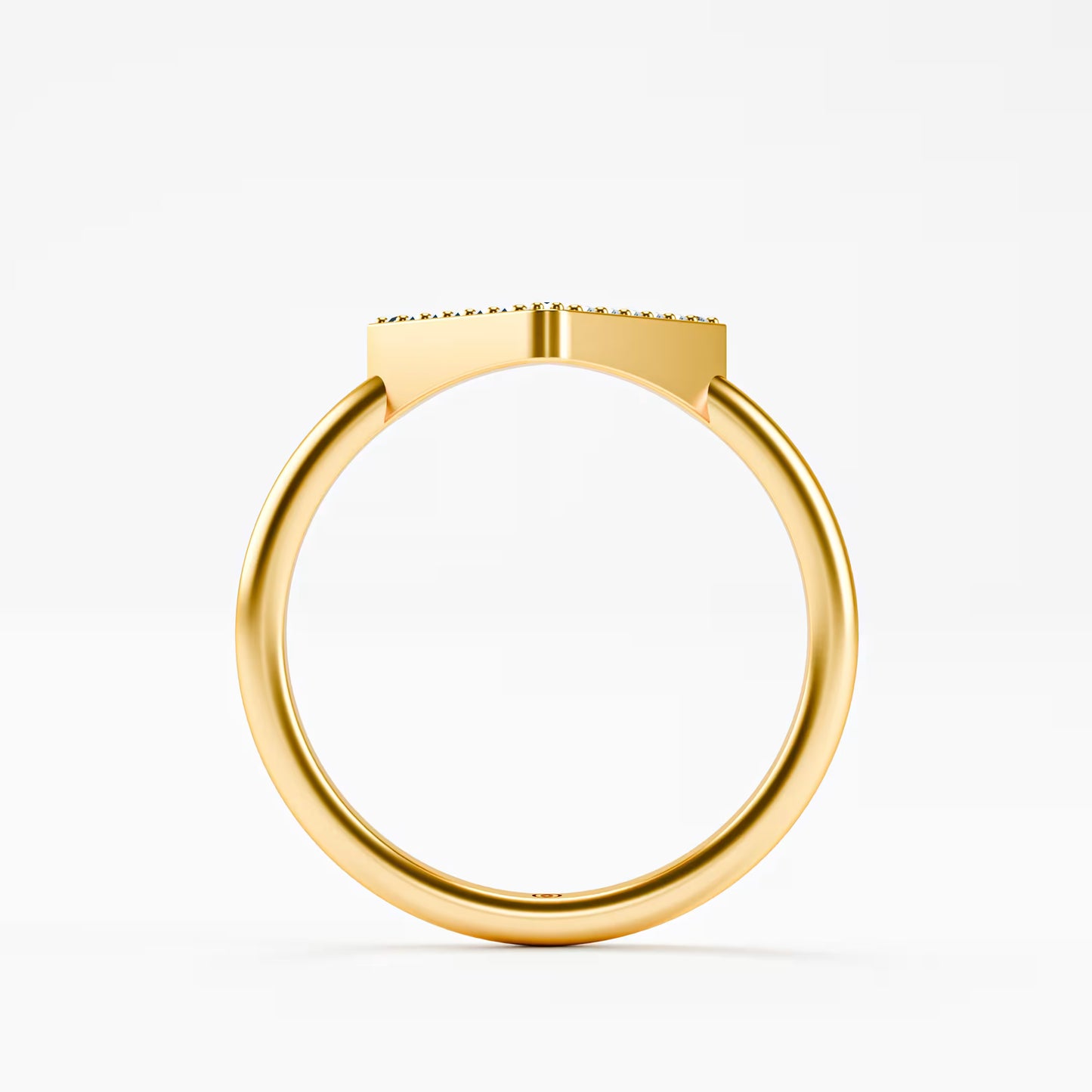 Geometric Pavé Chevron Band - Gold Diamond Triangle Ring