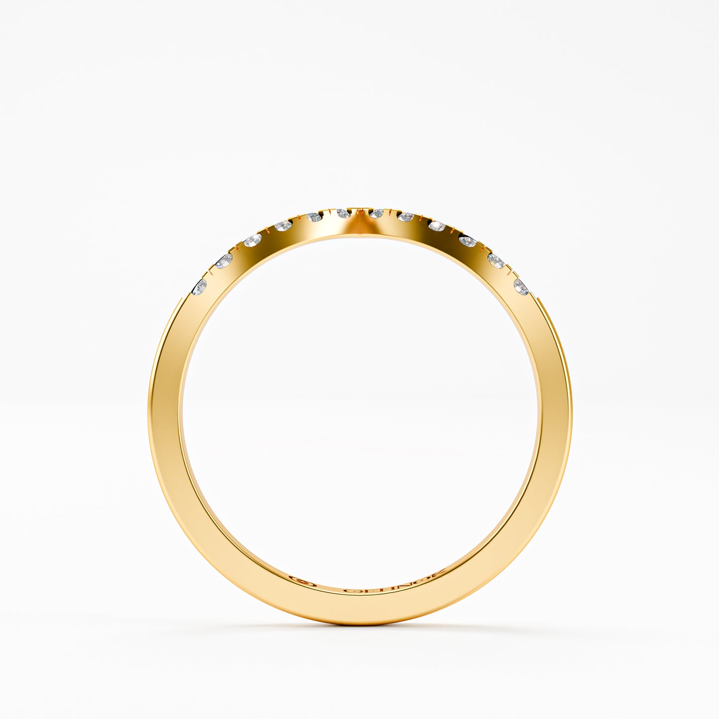 14K Solid Gold Diamond Chevron Ring | V-Shape Pavé Diamond Wedding Band | Wishbone Stackable Ring | Curved Diamond Bridal Band | Minimalist Stacking Ring for Her