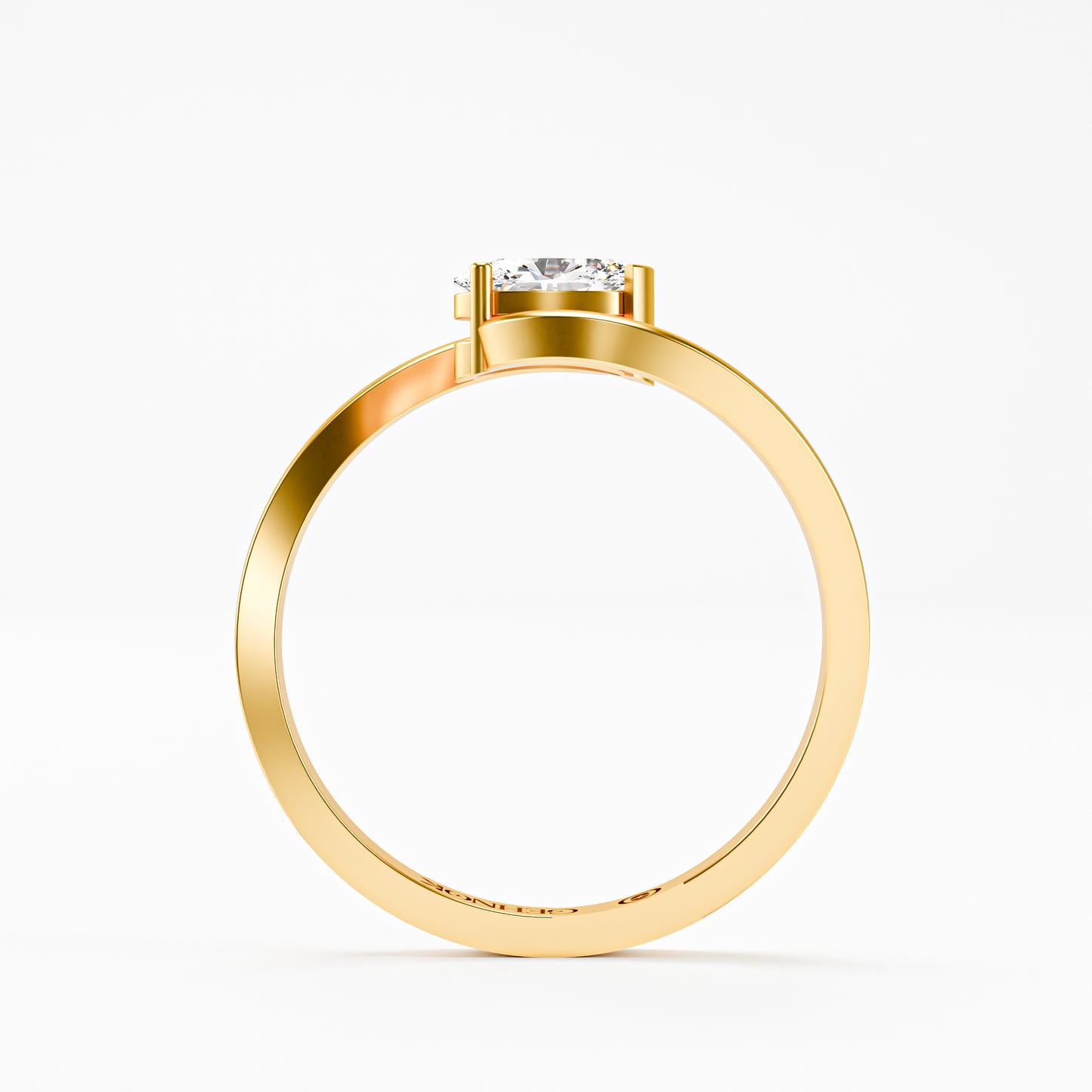 14K Solid Gold Oval Diamond Bypass Swirl Ring | East-West Oval Solitaire | Sculptural Loop Engagement Ring | Unique Statement Ring for Her | Handcrafted Fine Jewelry