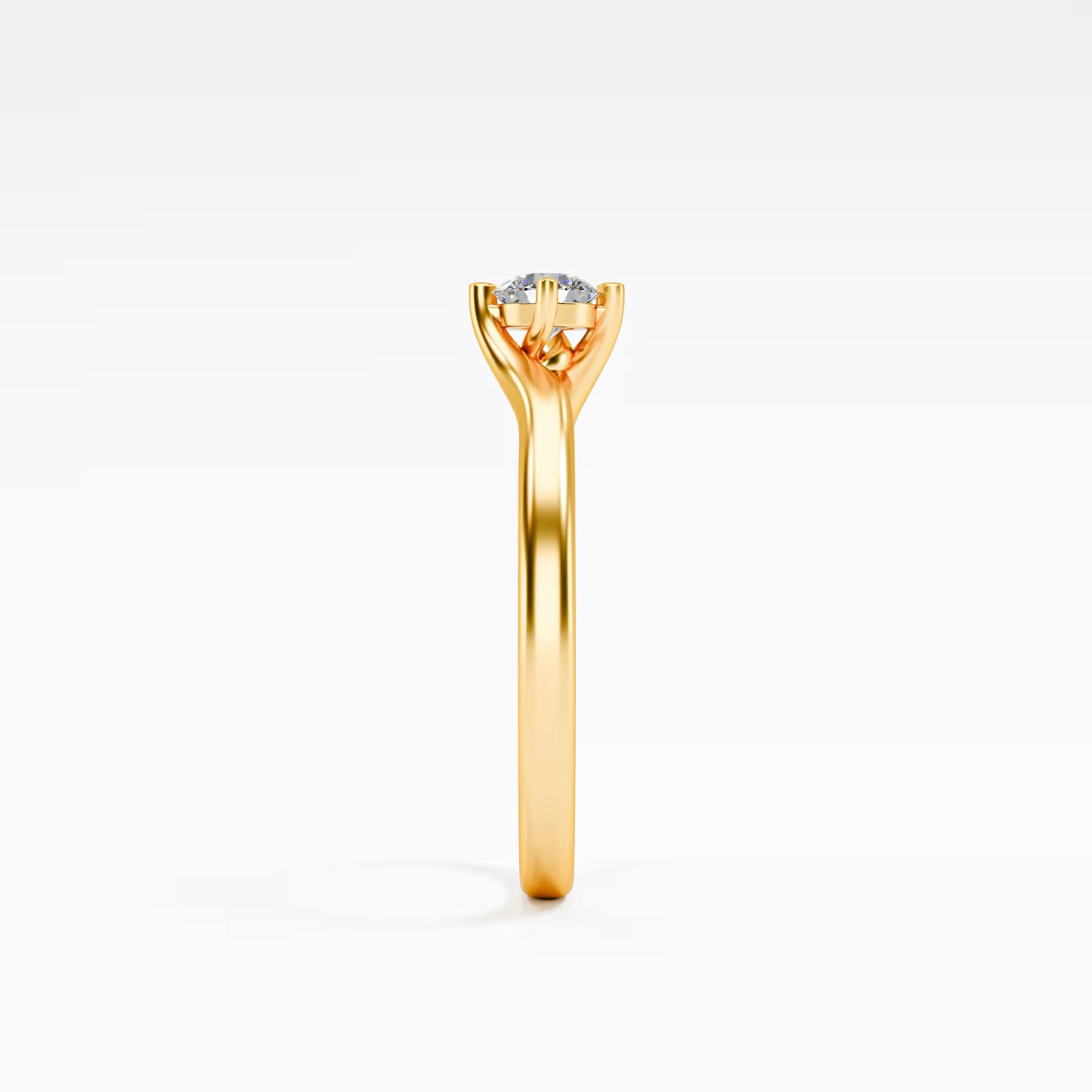 The Soft Solitaire - Gold Round Prong Diamond Comfort Fit Ring