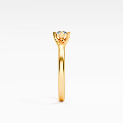 The Soft Solitaire - Gold Round Prong Diamond Comfort Fit Ring