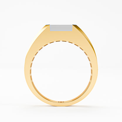 The Executive Two-Tone Gold Men's East-West Emerald Cut Diamond Ring