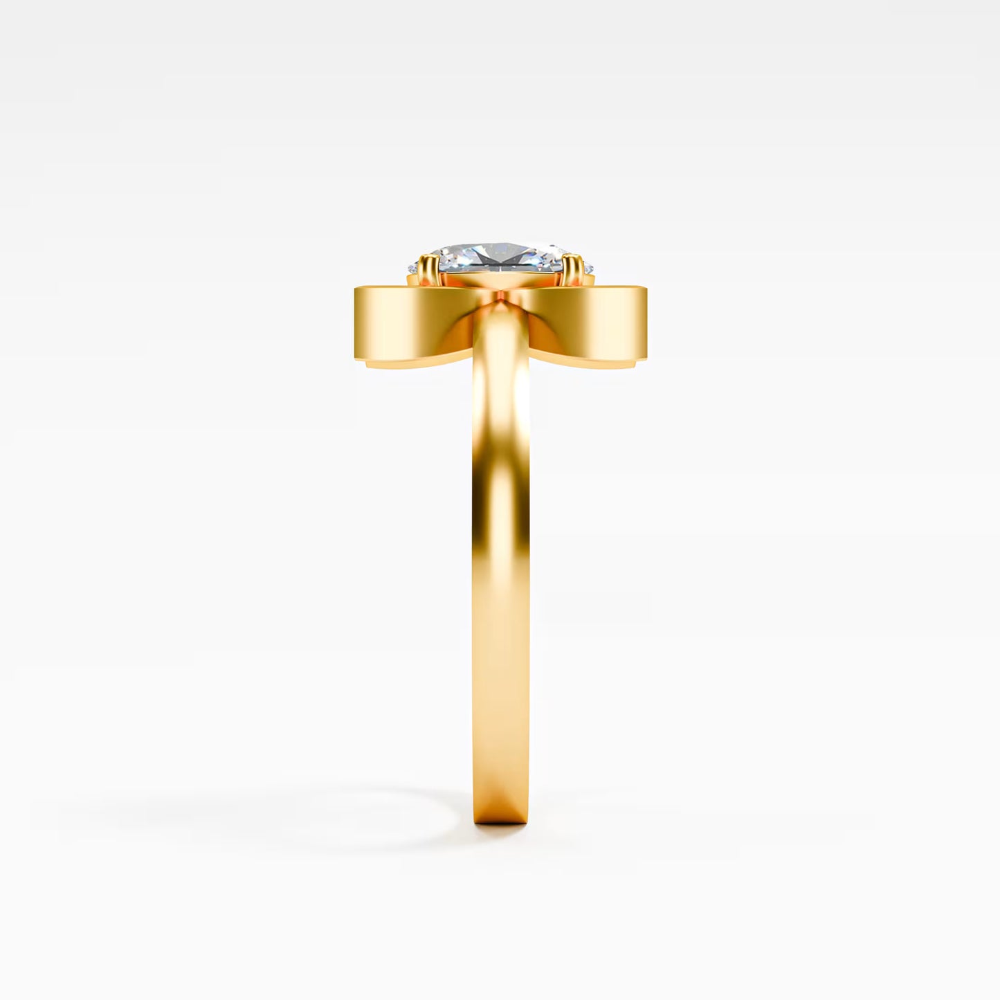 Lotus Four-Petal Solitaire Ring
