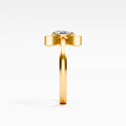 Lotus Four-Petal Solitaire Ring