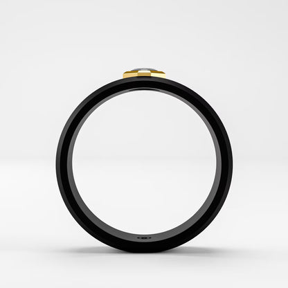 The Onyx Hex - Black Diamond Octagon Bezel Ring