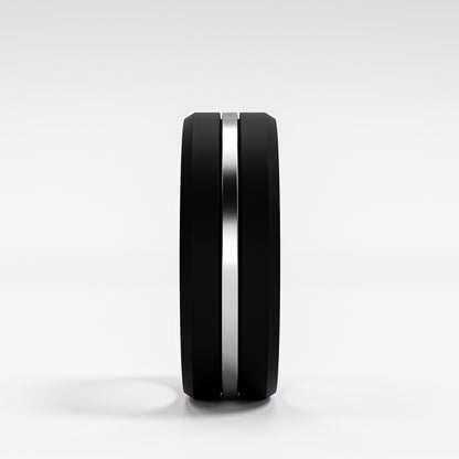 The Onyx Stripe - Black Onyx Band with Gold Center Inlay