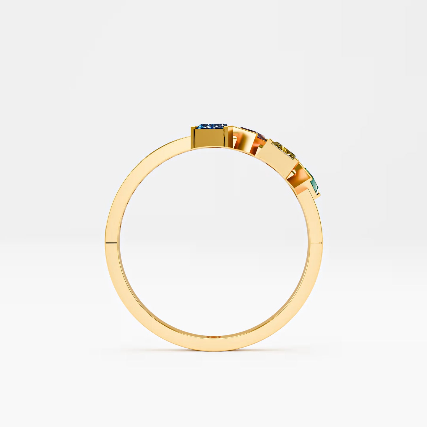 Four-Stone Trillion Cascade Ring