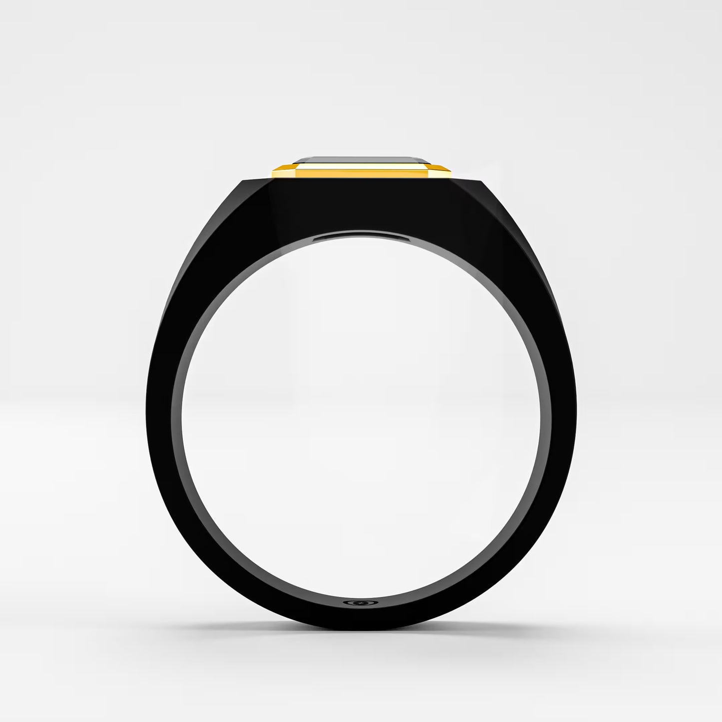 The Onyx Signet - Black Diamond Gold Bezel Ring