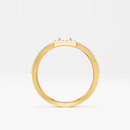 Emerald-Cut Halo Ring, Double Criss-Cross Pavé Band