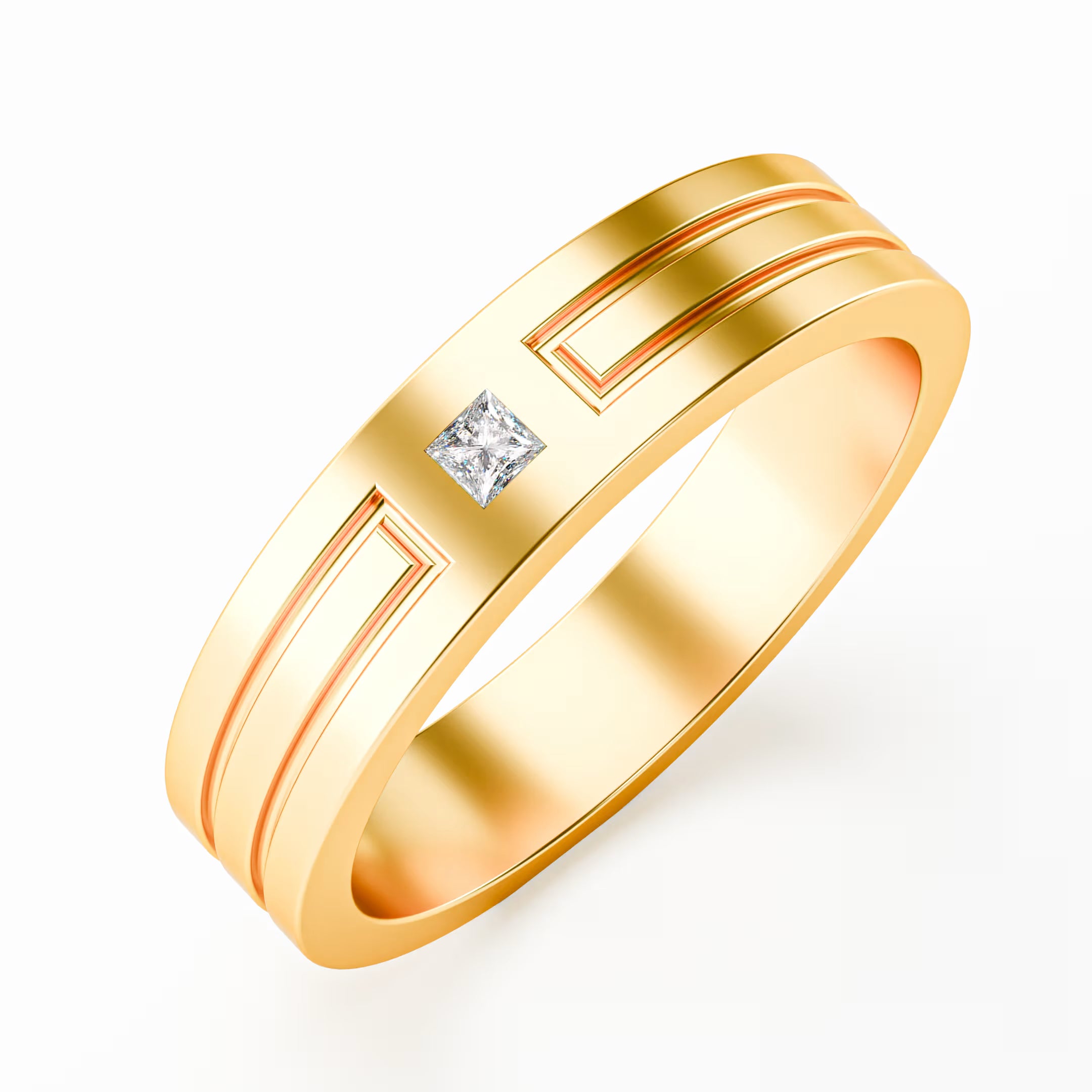 The Groove - Men's Princess Cut Diamond Wedding Band