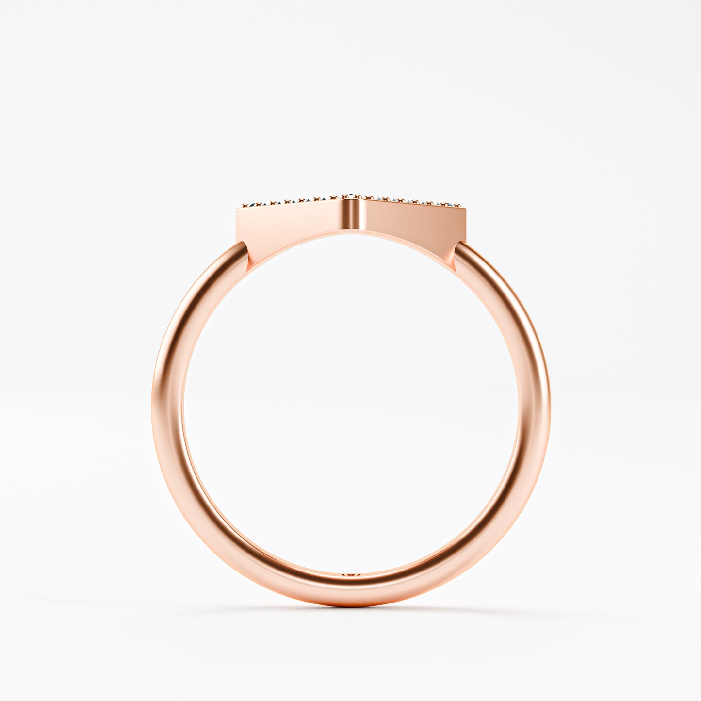 Geometric Pavé Chevron Band - Gold Diamond Triangle Ring