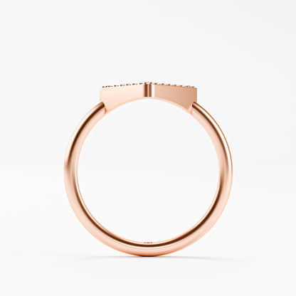 Geometric Pavé Chevron Band - Gold Diamond Triangle Ring