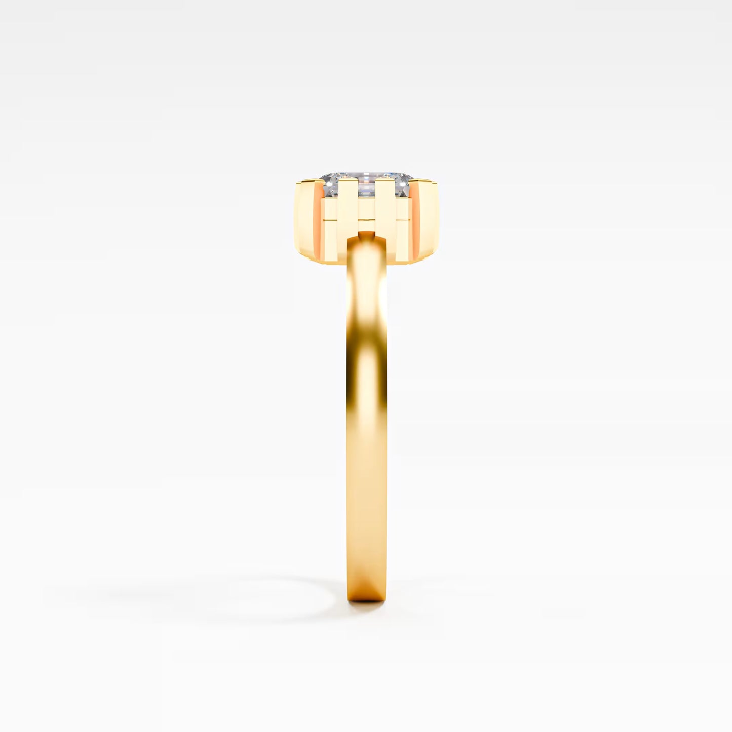 The Asscher -  Art Deco Geometric Cage Asscher Cut Diamond Ring