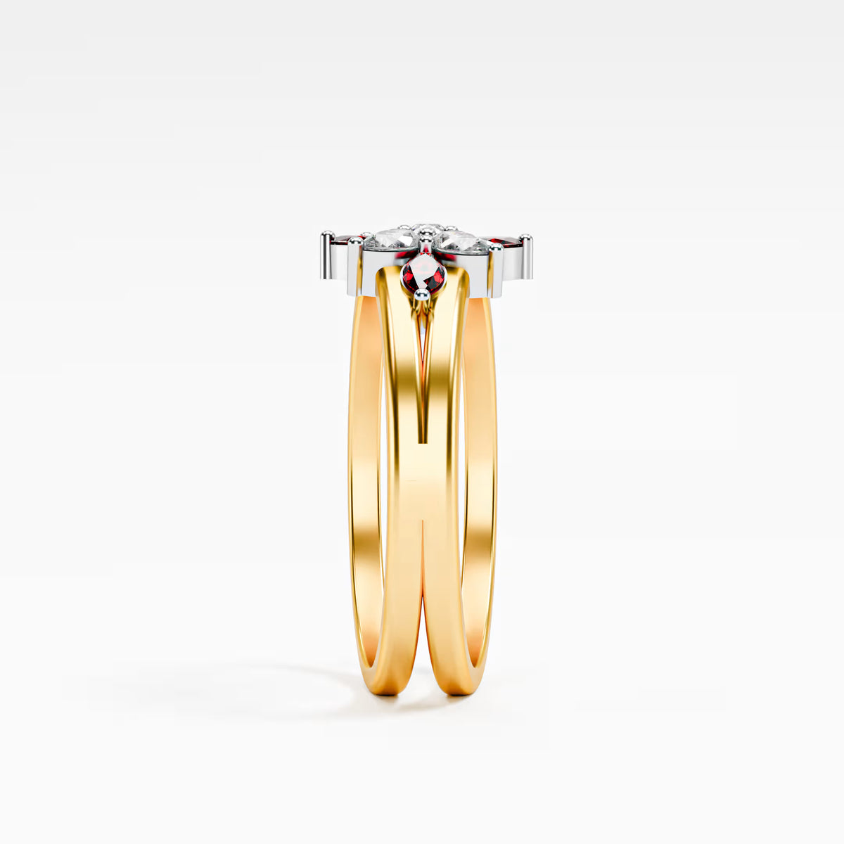 Ruby & Diamond Floating Star Cluster Ring