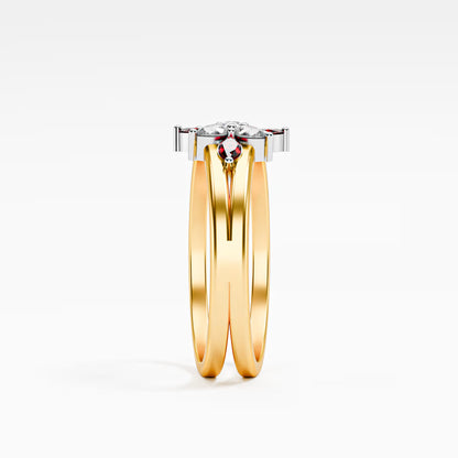 Ruby & Diamond Floating Star Cluster Ring