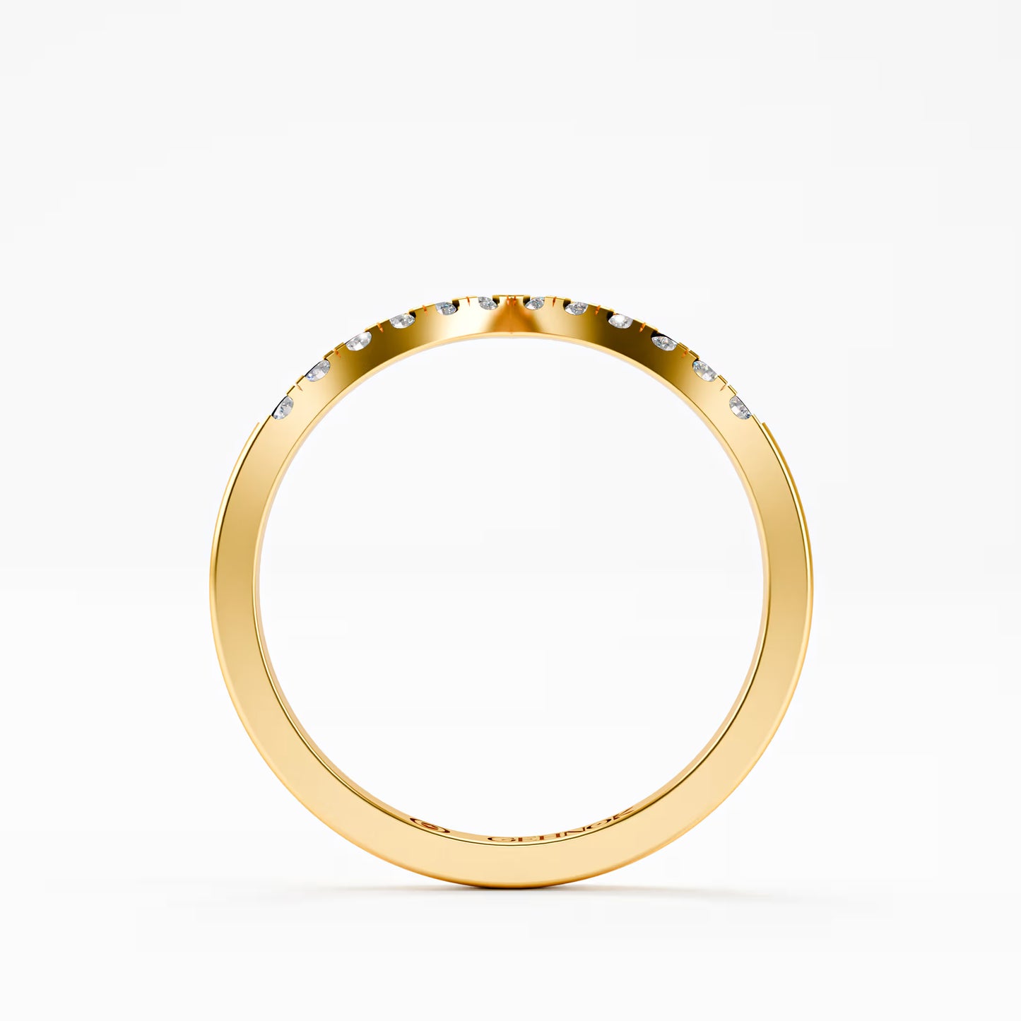 The Chevron Band - Gold Diamond V-Shape Stackable Ring by Gehnok