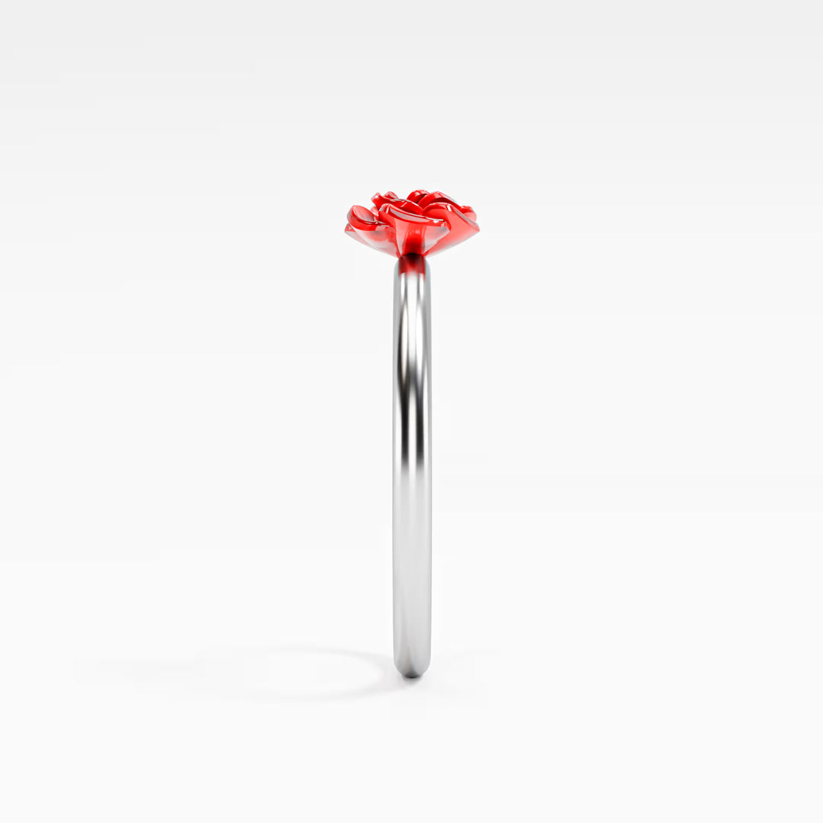 Red Enamel Rose Ring