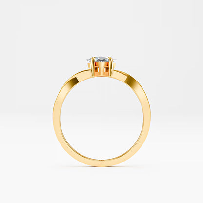 Princess Cut Twist Crossover Ring