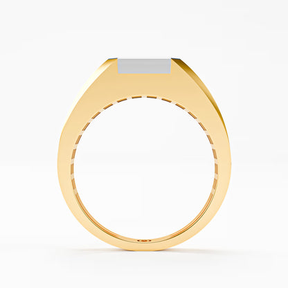 The Executive Two-Tone Gold Men's East-West Emerald Cut Diamond Ring