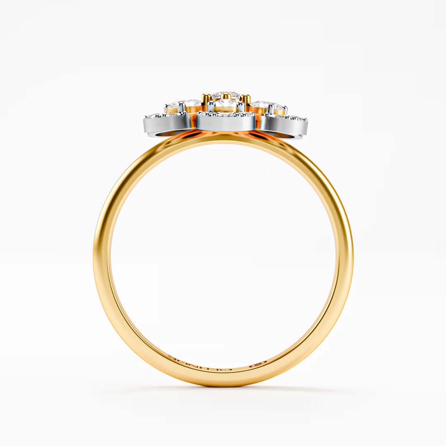 The Blossom - Two-Tone Gold Floral Diamond Cluster Ring by Gehnok