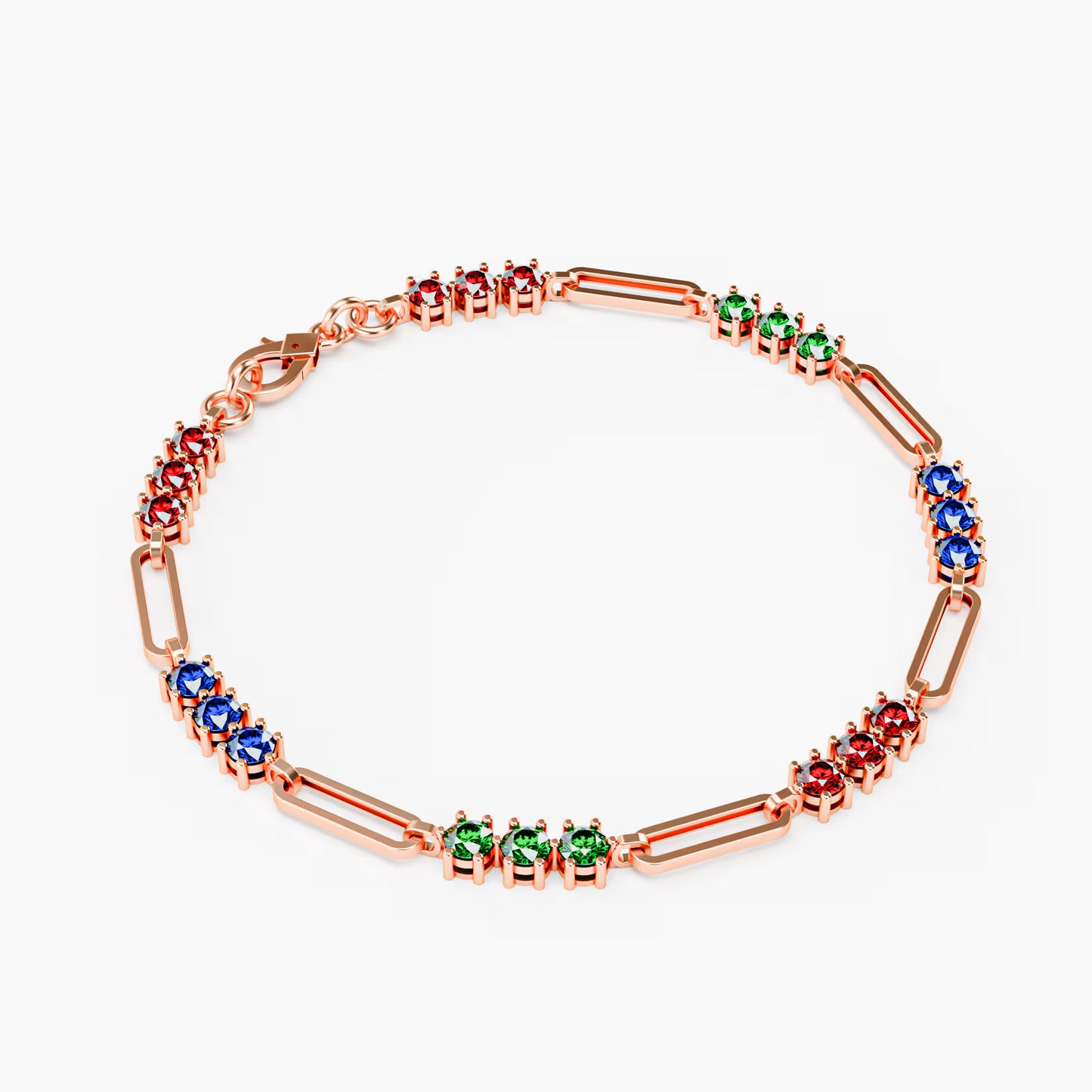 The Prism - Women's Rainbow Multi-Color Gemstone Paperclip Chain Bracelet