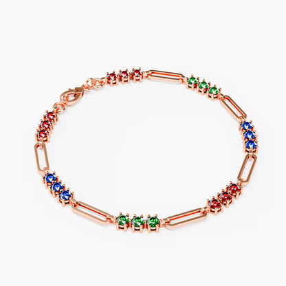 The Prism - Women's Rainbow Multi-Color Gemstone Paperclip Chain Bracelet