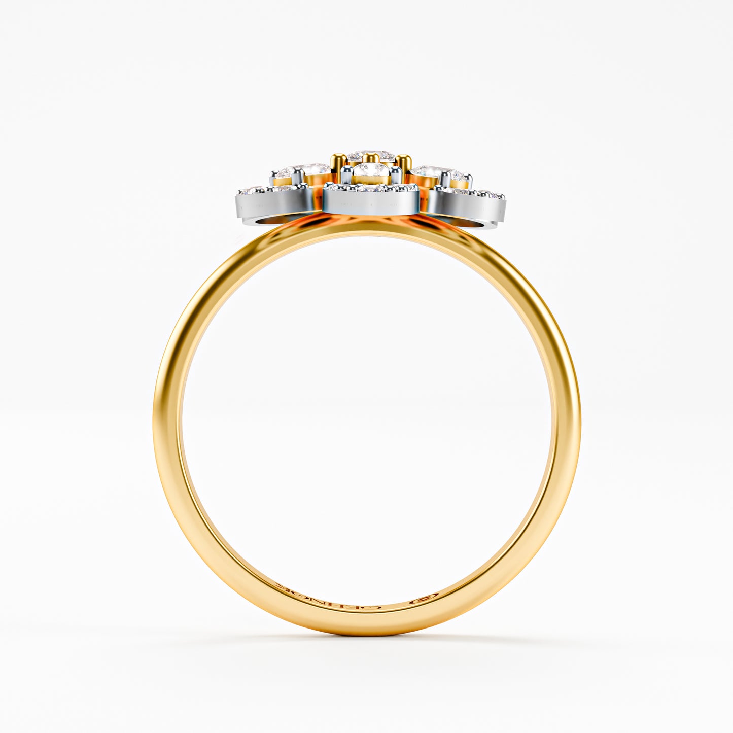 14K Two-Tone Gold Diamond Flower Cluster Ring | Pear Petal Halo Cocktail Ring | Floral Diamond Statement Ring | Anniversary Cocktail Ring for Her | Bold Fine Jewelry Gift