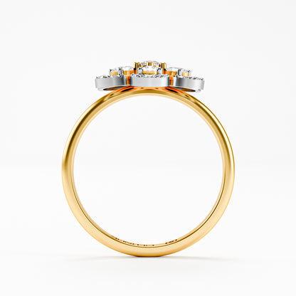 14K Two-Tone Gold Diamond Flower Cluster Ring | Pear Petal Halo Cocktail Ring | Floral Diamond Statement Ring | Anniversary Cocktail Ring for Her | Bold Fine Jewelry Gift