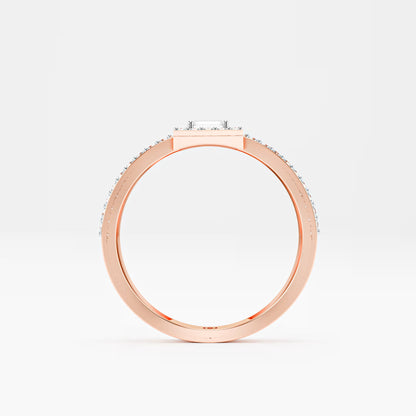Emerald-Cut Halo Ring, Double Criss-Cross Pavé Band