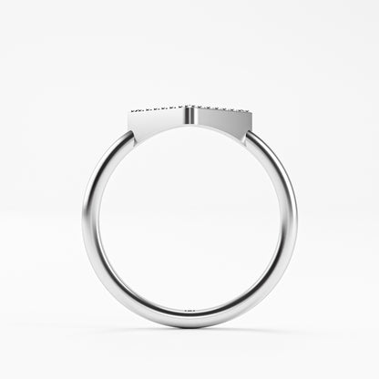 Geometric Pavé Chevron Band - Gold Diamond Triangle Ring