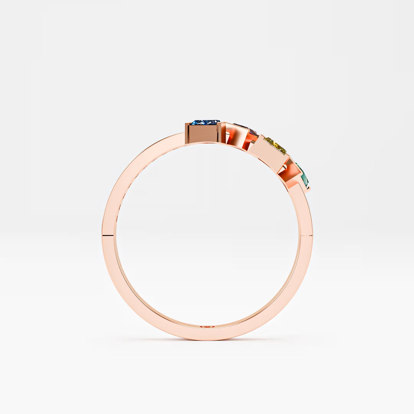 Four-Stone Trillion Cascade Ring
