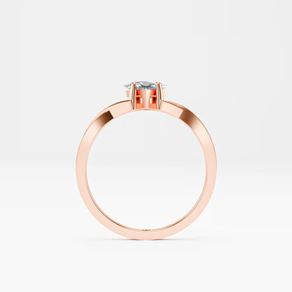 Princess Cut Twist Crossover Ring