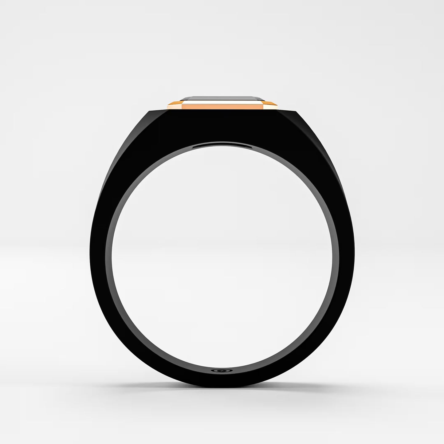 The Onyx Signet - Black Diamond Gold Bezel Ring