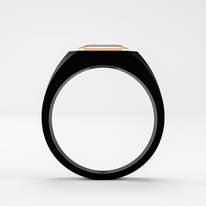 The Onyx Signet - Black Diamond Gold Bezel Ring