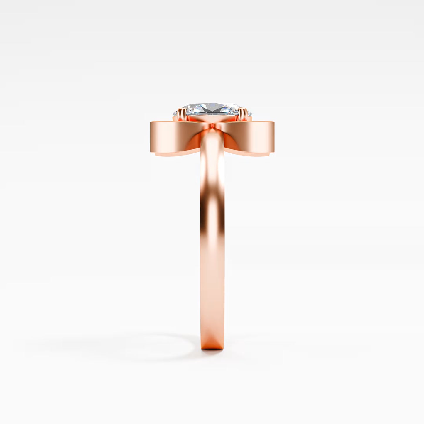 Lotus Four-Petal Solitaire Ring