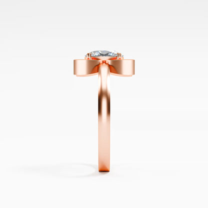 Lotus Four-Petal Solitaire Ring