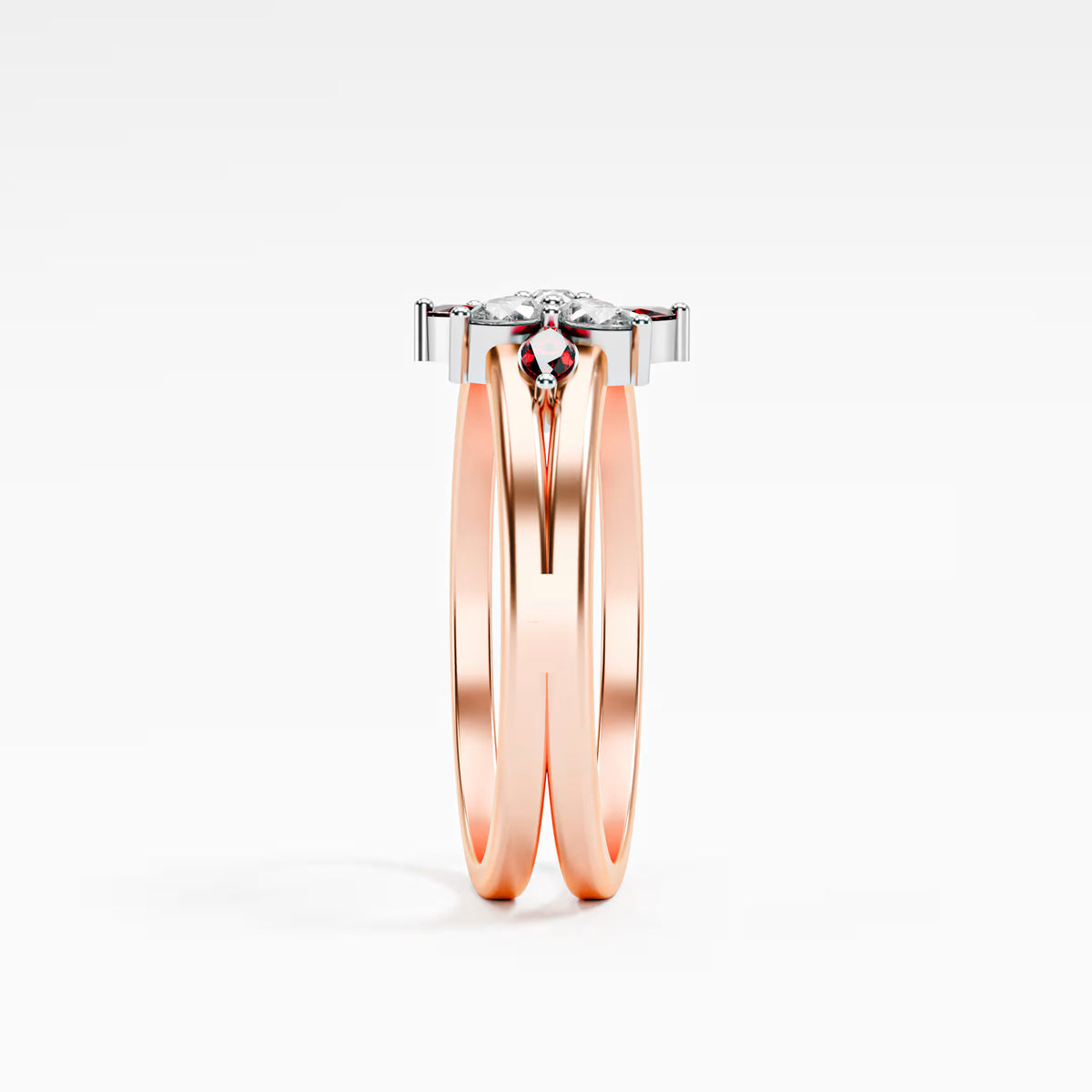Ruby & Diamond Floating Star Cluster Ring