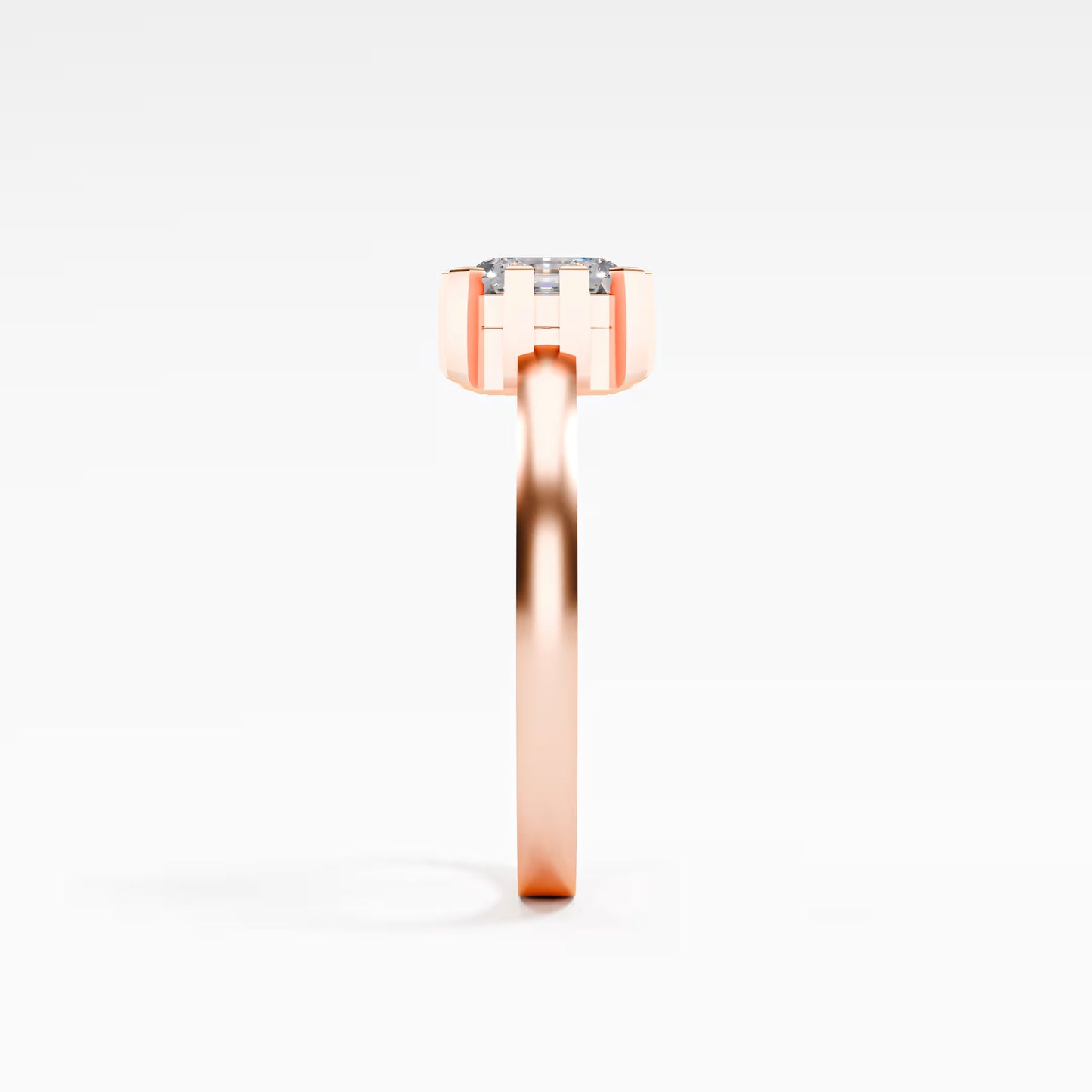 The Asscher -  Art Deco Geometric Cage Asscher Cut Diamond Ring