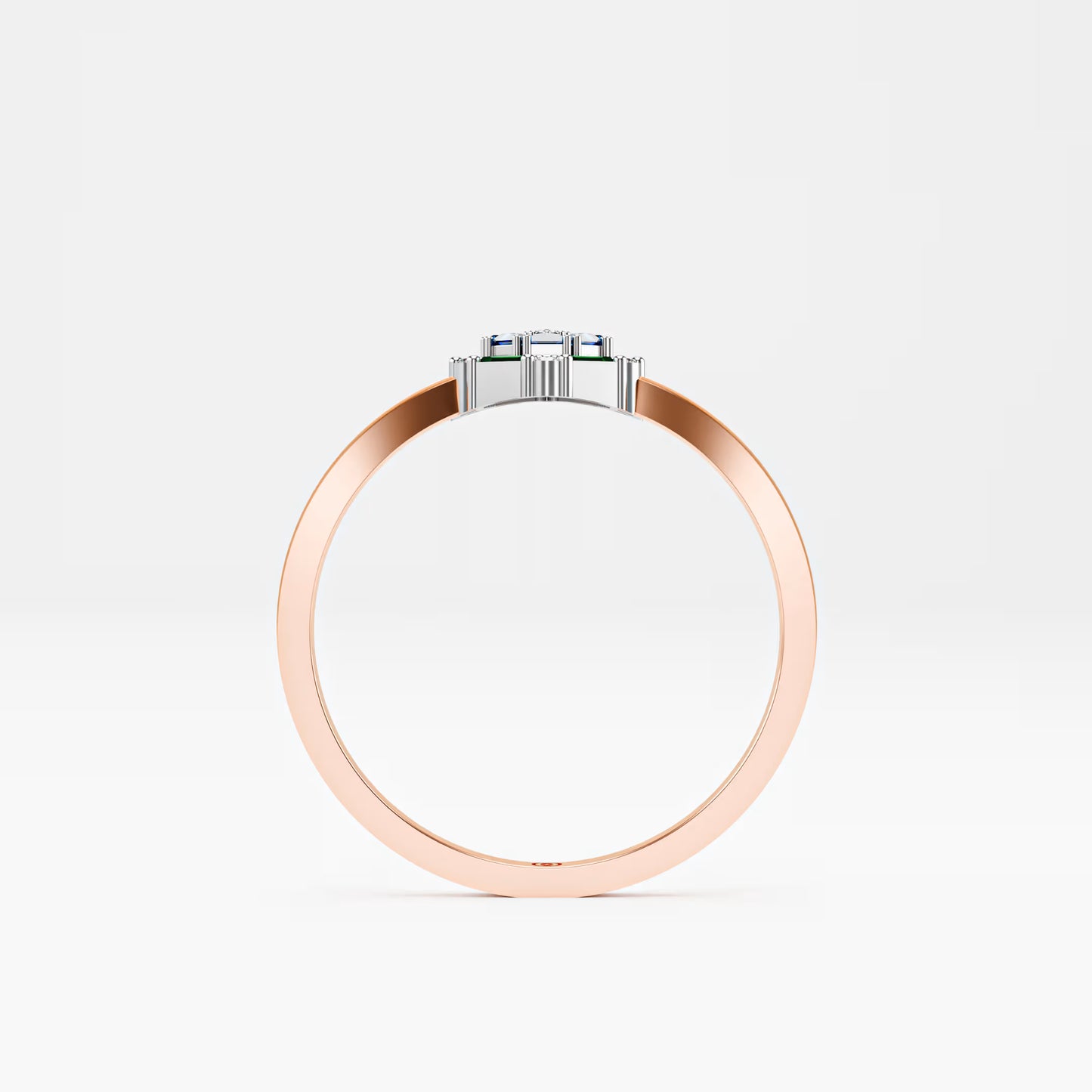 Octagonal Star Cluster Ring - Sapphire, Emerald & Diamond