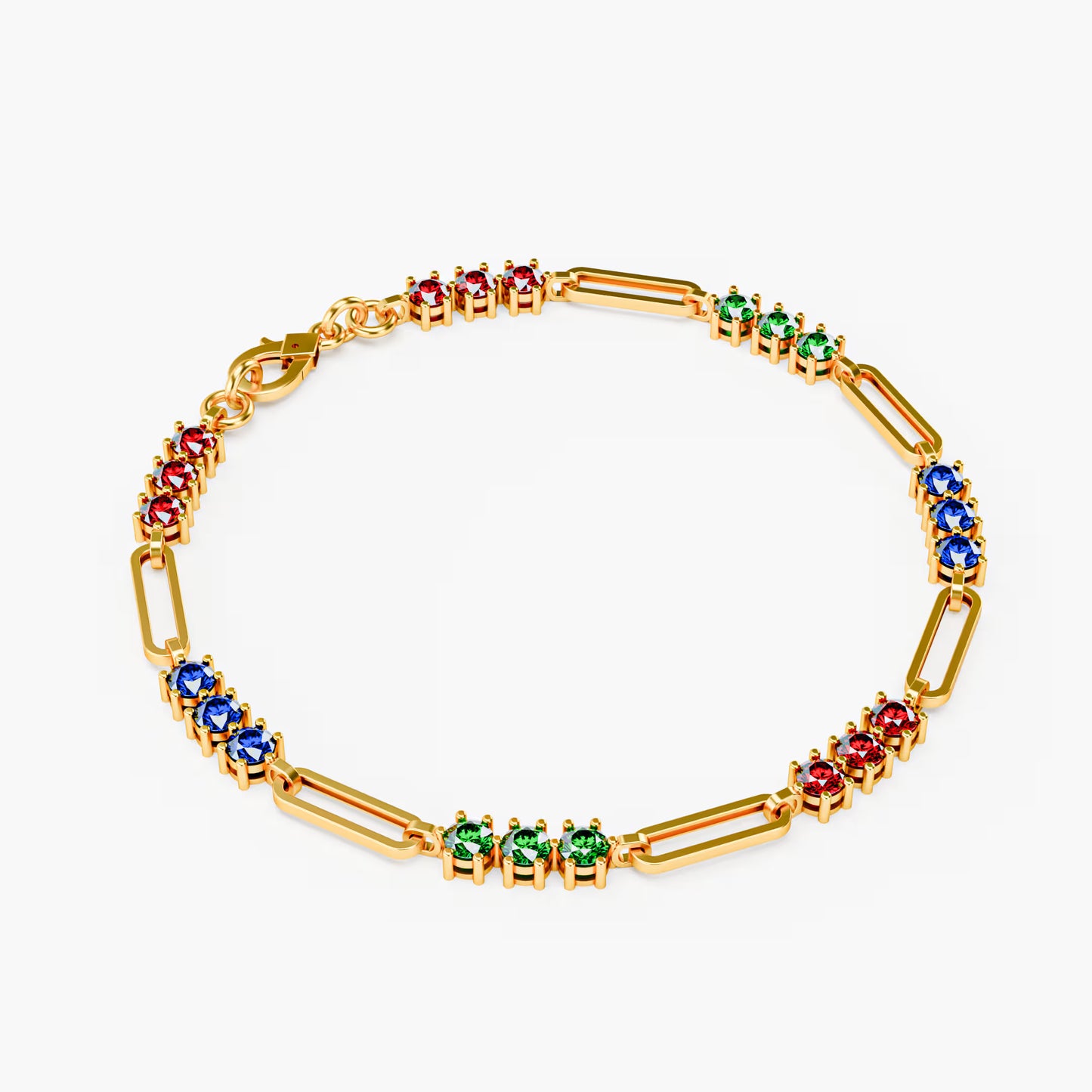 The Prism - Women's Rainbow Multi-Color Gemstone Paperclip Chain Bracelet