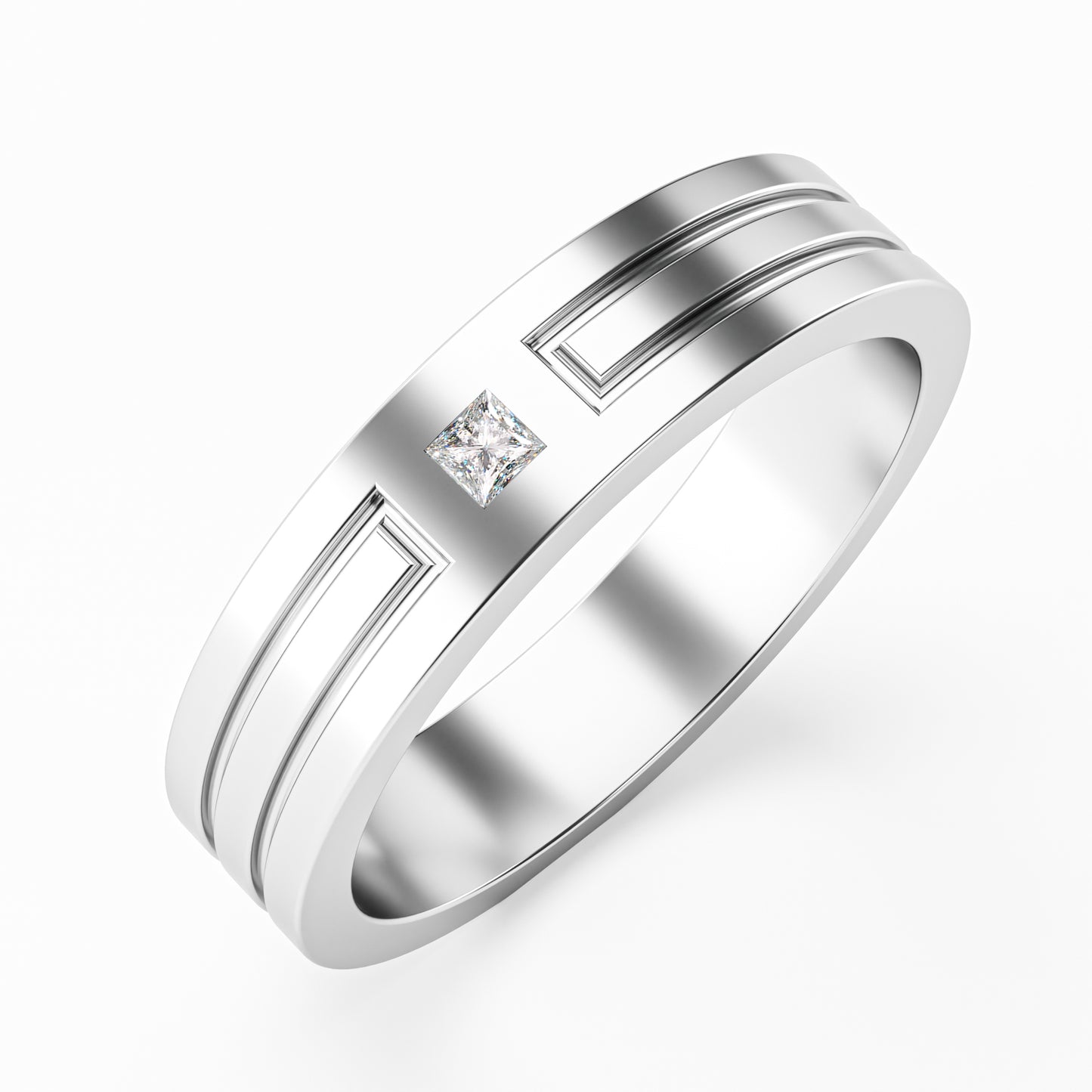 The Groove - Men's Princess Cut Diamond Wedding Band