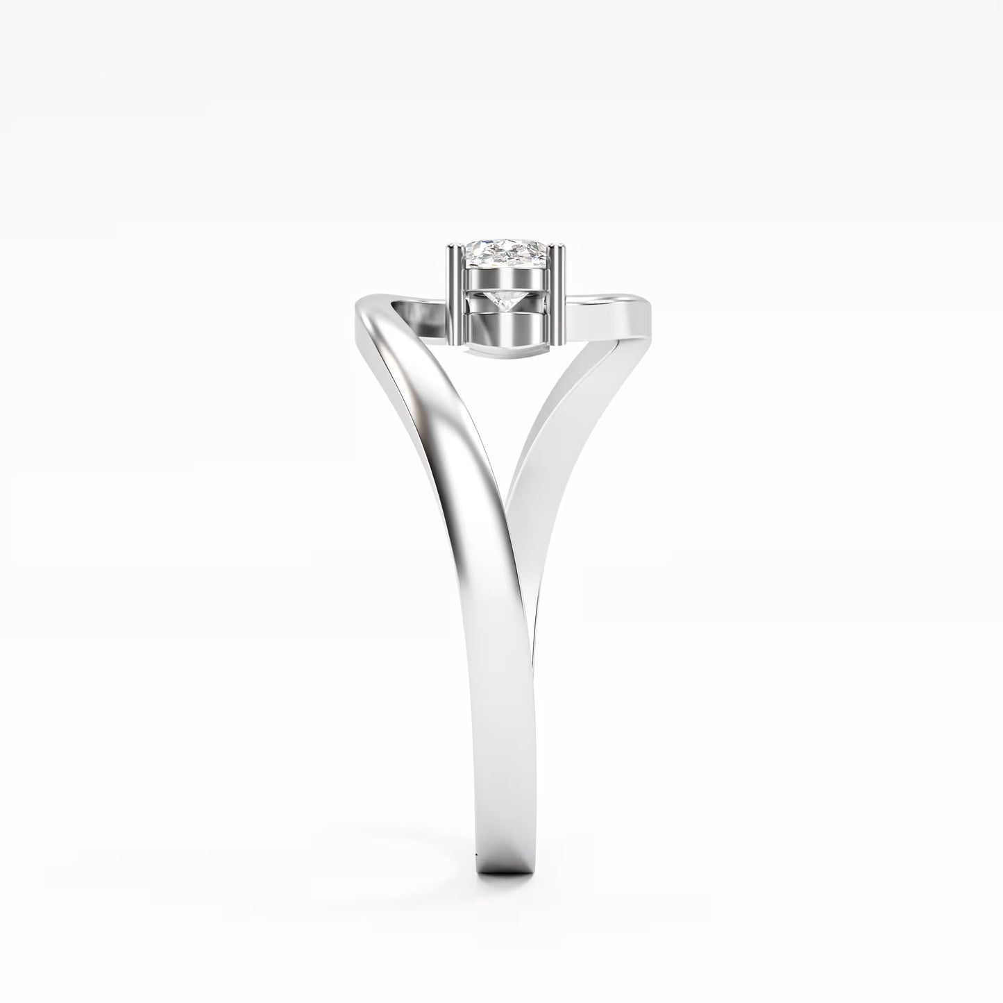 The Swirl - Oval Diamond Bypass Loop Ring by Gehnok